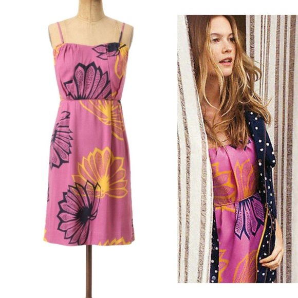 ANTHROPOLOGIE Agave Burst Pink Dress 10 8 NEW $188 - Picture 2 of 14